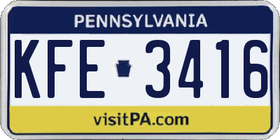 PA license plate KFE3416