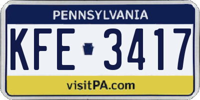 PA license plate KFE3417