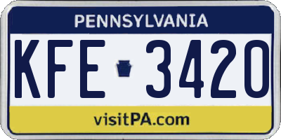PA license plate KFE3420