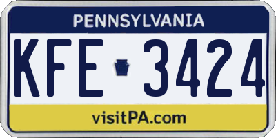 PA license plate KFE3424