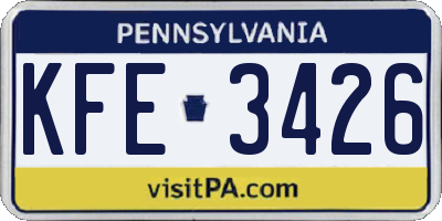PA license plate KFE3426