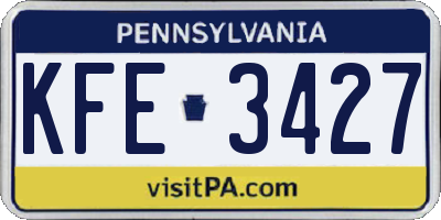 PA license plate KFE3427