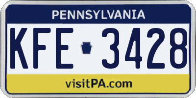 PA license plate KFE3428