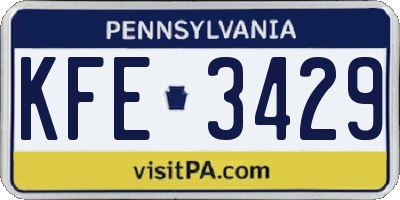 PA license plate KFE3429