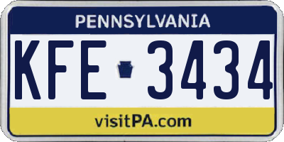 PA license plate KFE3434