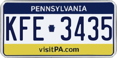 PA license plate KFE3435