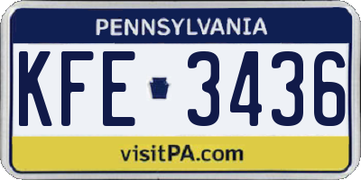 PA license plate KFE3436