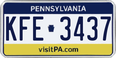 PA license plate KFE3437