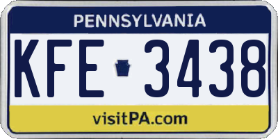 PA license plate KFE3438