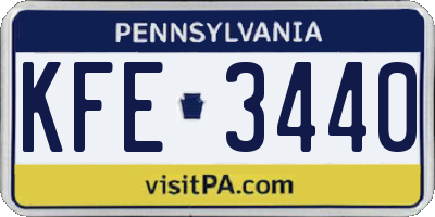 PA license plate KFE3440