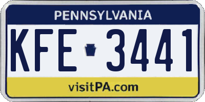 PA license plate KFE3441