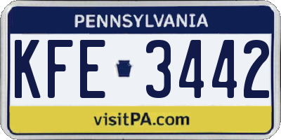 PA license plate KFE3442