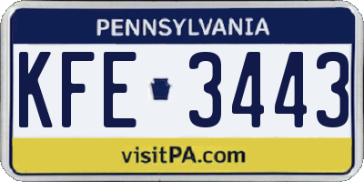 PA license plate KFE3443