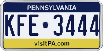 PA license plate KFE3444
