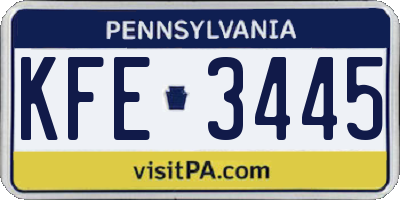PA license plate KFE3445