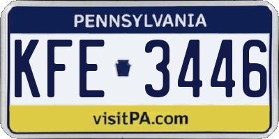 PA license plate KFE3446