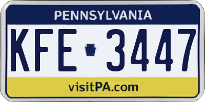 PA license plate KFE3447