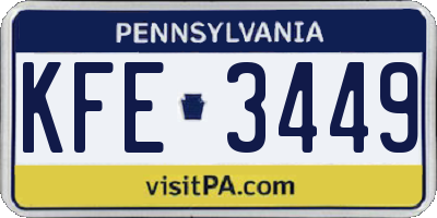 PA license plate KFE3449