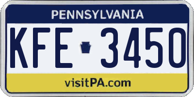 PA license plate KFE3450