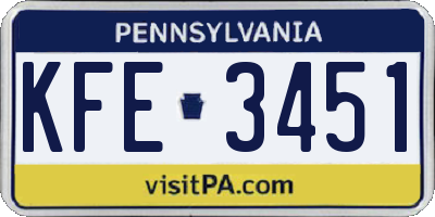 PA license plate KFE3451