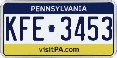 PA license plate KFE3453