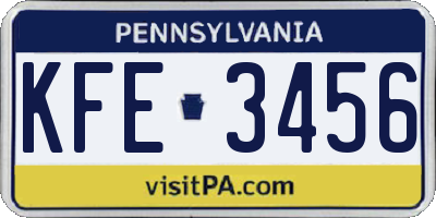 PA license plate KFE3456