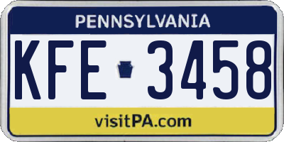 PA license plate KFE3458