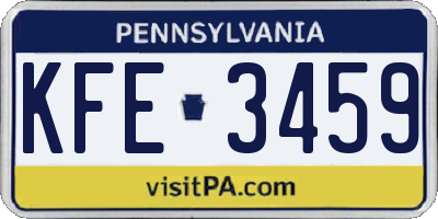 PA license plate KFE3459