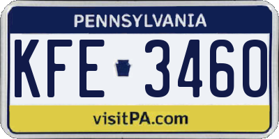 PA license plate KFE3460