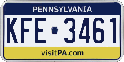 PA license plate KFE3461