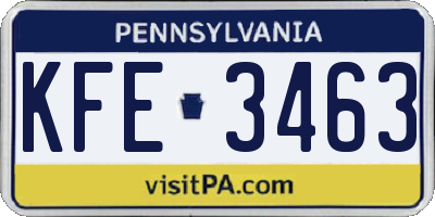 PA license plate KFE3463