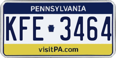 PA license plate KFE3464