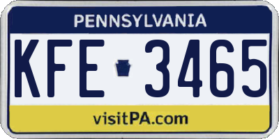 PA license plate KFE3465