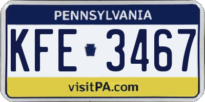 PA license plate KFE3467