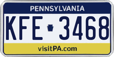 PA license plate KFE3468