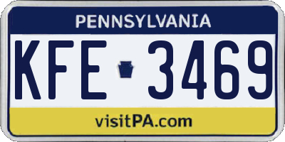 PA license plate KFE3469