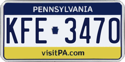 PA license plate KFE3470