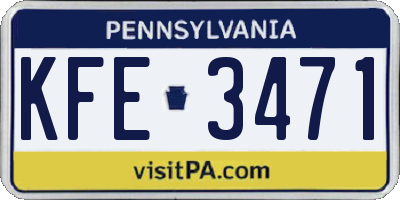 PA license plate KFE3471