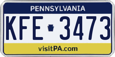 PA license plate KFE3473