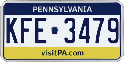 PA license plate KFE3479