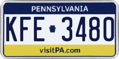 PA license plate KFE3480