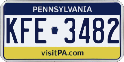 PA license plate KFE3482