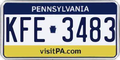 PA license plate KFE3483