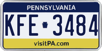 PA license plate KFE3484