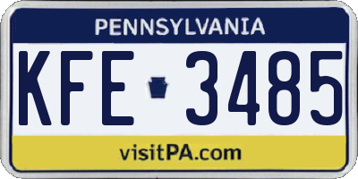 PA license plate KFE3485