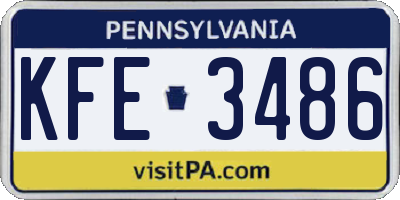 PA license plate KFE3486