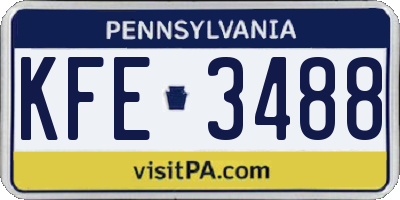 PA license plate KFE3488
