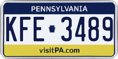 PA license plate KFE3489
