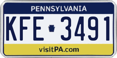 PA license plate KFE3491