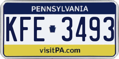 PA license plate KFE3493